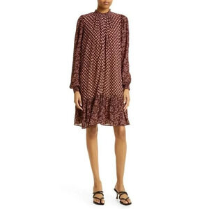 NWT $471 ByTiMO Floral Print Long-Sleeve Georgette Mini Dress - Floral Tiered